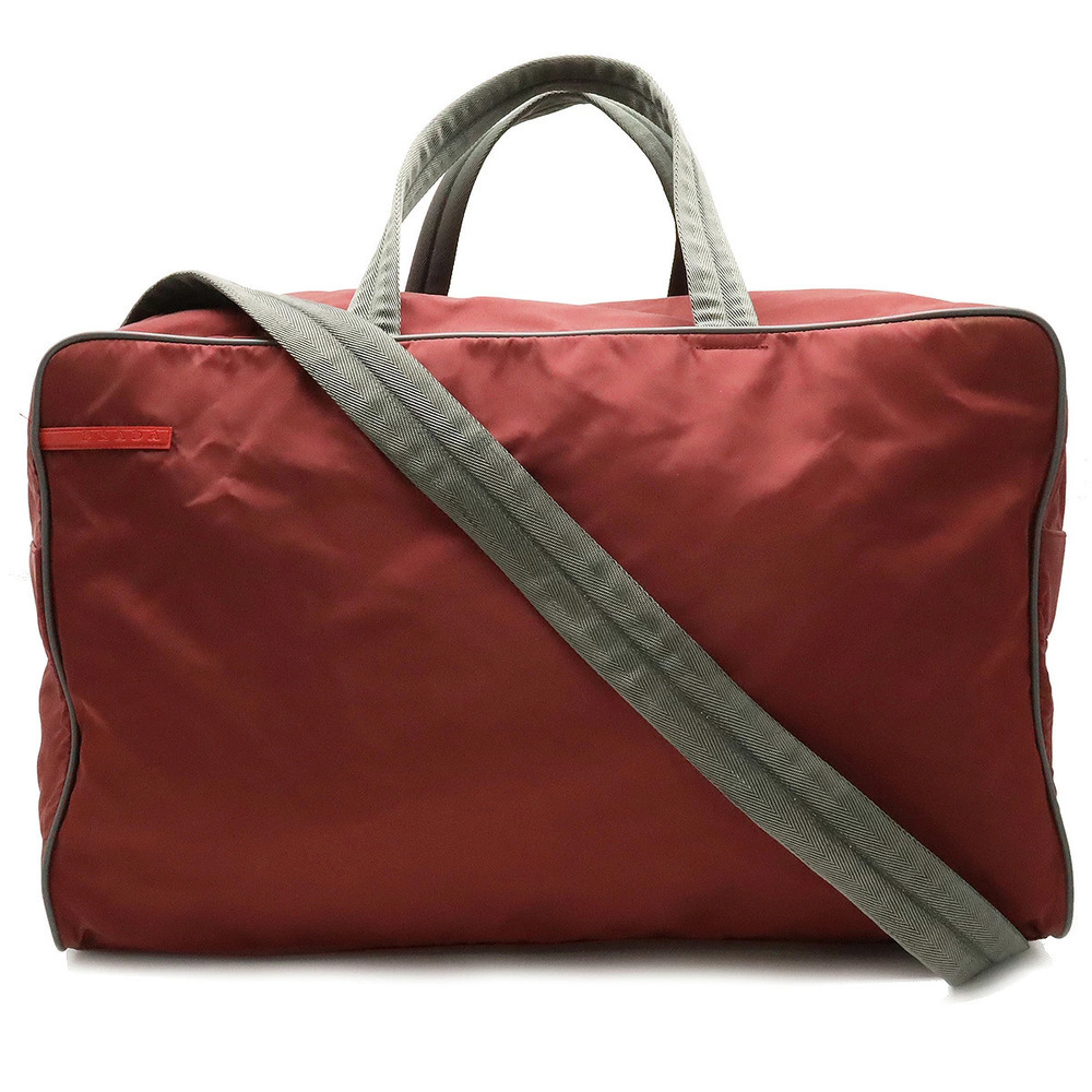 Prada Sport Boston Bag Travel Shoulder AMARANTO Bordeaux Purple Brown Gray